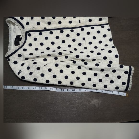 J. CREW Jacket in Polka Dot Textured Tweed Blazer Size 0 White Navy - Picture 9 of 16